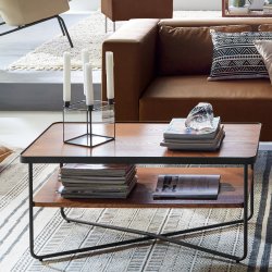 MoDRN-Industrial Callen Coffee Table Walnut and Charcoal Gray