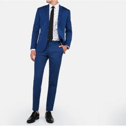 Extra Slim Blue Cotton-Blend Stretch Suit Pant