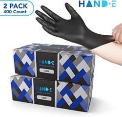 Hand-E Disposable Nitrile Gloves 400 Ct Large Black