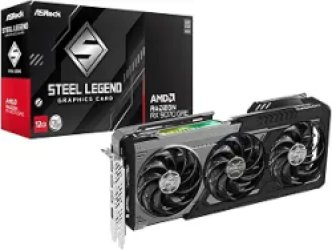 ASRock AMD Radeon RX 9070 Steel Legend Overclocked Triple Fan 16GB GDDR6 PCIe 4.0 Graphics Card