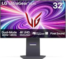 LG 32GS95UE 32-inch Ultragear OLED Gaming Monitor UHD 240Hz 0.03ms DisplayHDR True Black 400 AMD FreeSync Premium Pro NVIDIA G-Sync HDMI 2.1 DisplayPort Tilt/Height/Swivel Stand Black