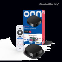 onn 4K Plus Streaming Device, Google TV - Ultra-fast Streaming, Stunning 4K UHD, 16GB Storage, 2GB RAM, Dolby Vision & Atmos, Remote with Voice Control - U.S. Compatible only