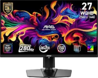 msi, MAG 271QP QD-OLED X28, 27-Inch, WQHD, 2560x1440, Gaming Monitor, Quantum Dot OLED Panel, 280Hz, 0.03ms, DisplayHDR True Black 400, HDMI 2.1, DP 1.4a, USB C (15WPD), Tilt/Height Adjustable, Black